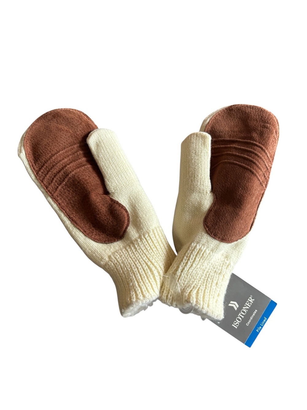 New Isotoner Pile Lined Cream Mittens